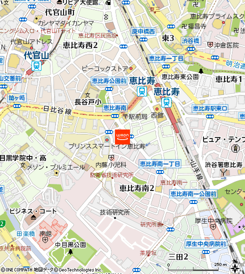 ピーコックストア恵比寿南店付近の地図